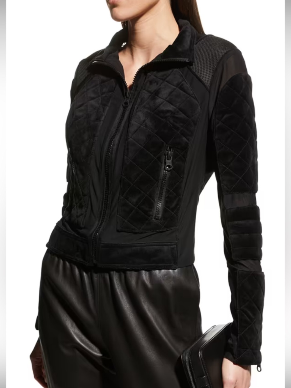 Blanc Noir black velvet mesh combo jacket. Never worn